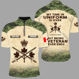 Personalized My Time In Uniform Is Over Canadian Army But Being A Veteran Never Ends Half Turtleneck Short Sleeve Polo Printed AHVQ241715