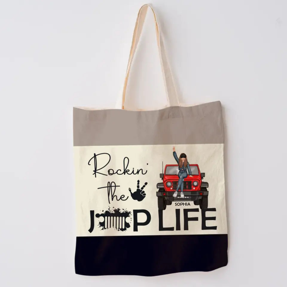 Personalized Rockin' The Jeep Life Jeep Girl Canvas Tote Bag 3D Printed HN241807