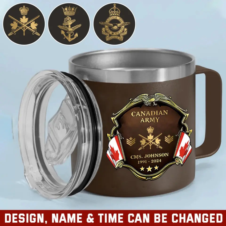 Personalized Canadian Army Veteran Rank Gold & Service Time Coffee Cup 2D Printed AHHN241815