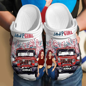 Personalized US Jeep Girl Independence Day 4th Gift Clogs Slipper Shoes Printed HN241822