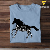 Personalized Flowers Horse Black Horse Lovers Gift T-shirt Printed HN241841