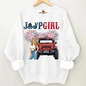 Personalized Jeep Girl Custom Name Independence Day 4th Gift Sweatshirt 2D Printed HN241862