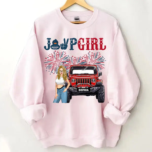 Personalized Jeep Girl Custom Name Independence Day 4th Gift Sweatshirt 2D Printed HN241862