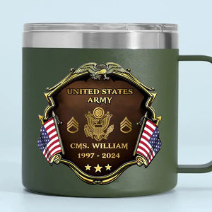 Personalized US Veteran Rank Gold & Service Time Coffee Cup 2D Printed AHHN241864