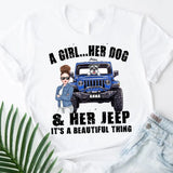 Personalized A Girl  Her Dogs & Her Jeep It's A Beautiful Thing Jeep Girl T-shirt Printed HN241895