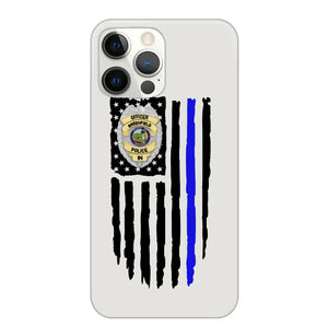 Personalized US Police Badge Police Officer US Flag Blue Line Phonecase Printed QTVQ241908