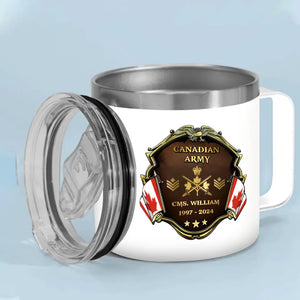 Personalized Canadian Army Veteran Rank Gold & Service Time Coffee Cup 2D Printed AHHN241815