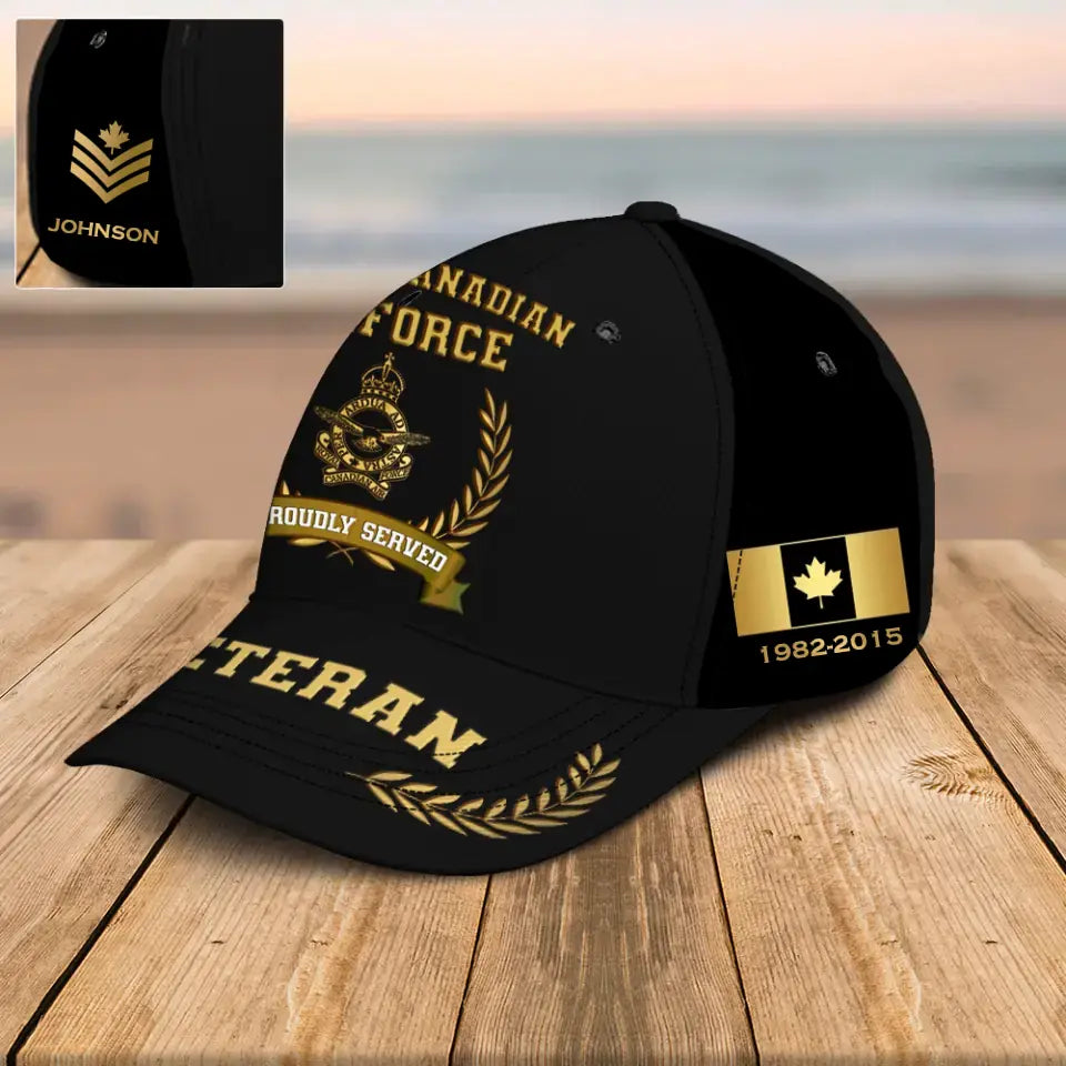 Personalized Canadian Army Veteran Proudly Served Custom Name, Rank & Time Cap 3D Printed AHVQ241909