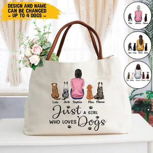 Personalized Just A Girl Who Loves Dogs Dog Mom Dog Lovers Gift Canvas Bag 2D Printed LVA241913