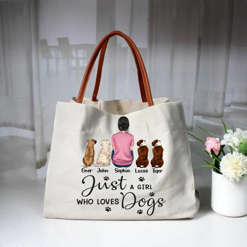 Personalized Just A Girl Who Loves Dogs Dog Mom Dog Lovers Gift Canvas Bag 2D Printed LVA241913