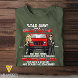 Personalized Walk Away I Am A Grumpy Old Man But Not Yours I Am The Property Ò A Freaking Awesome Jeep Lady But She Is A Bit Crazy And Scares Me Sometimes Jeep Couple T-shirt Printed KVH241925