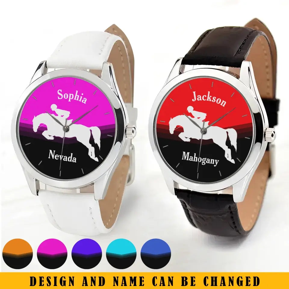 Personalized Horse Riding Horse Girl Custom Name Horse Lovers Gift Watch Leather Band Printed KVH241928