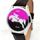 Personalized Horse Riding Horse Girl Custom Name Horse Lovers Gift Watch Leather Band Printed KVH241928