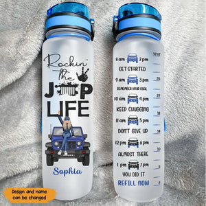 Personalized Rockin' The Jeep Life Jeep Girl Water Tracker Bottle Printed KVH241934