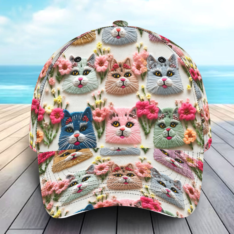 Cat Flowers Cat Lovers Gift Cap 3D Printed VQ231303