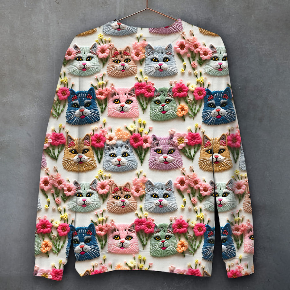 Cat Flowers Cat Lovers Gift Sweater 3D Printed HN231299