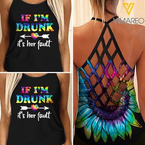 Bestie If I Am Drunk Criss-Cross Open Back Camisole Tank Top TXSWH3