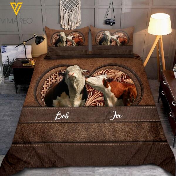 Personalized Hereford Cattle Bedding Set NOV-HQ01