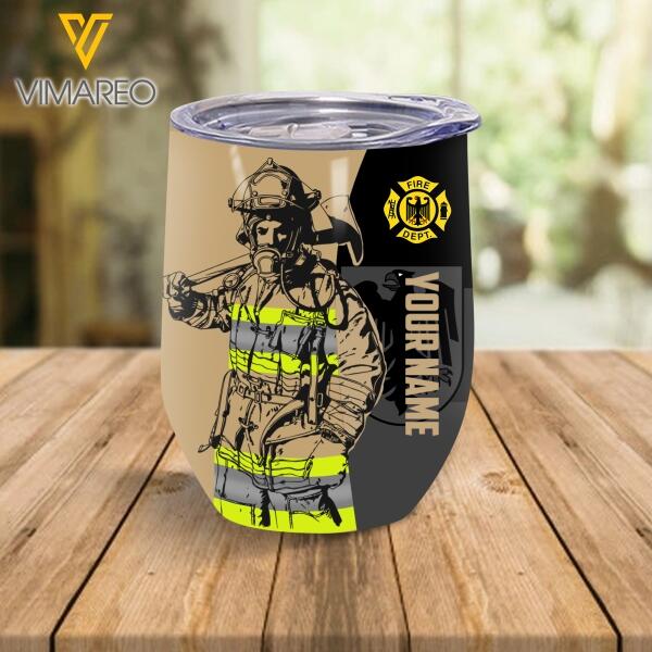 Personalized German Firefighter Wine Tumbler Printed NOV-QH02