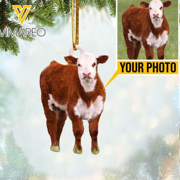 PERSONALIZED HEREFORD CATTLE HANGING ORNAMENT CHRISTMAS DEC-HQ03