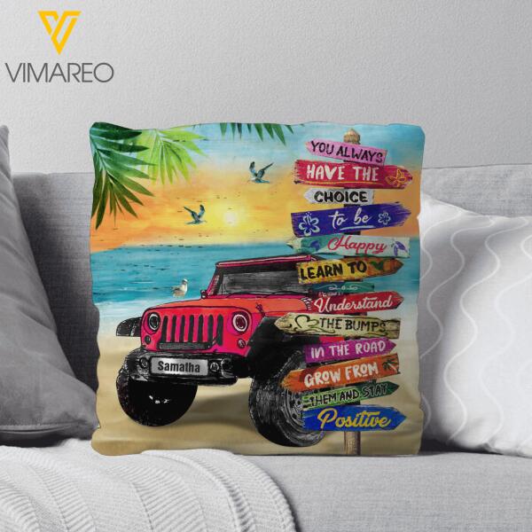 PERSONALIZED JEEP BEACH PILLOW PRINTED DEC-DT06