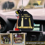 PERSONALIZED ITALIAN FIREFIGHTER CAR HANGING ORNAMENT DEC-MQ22