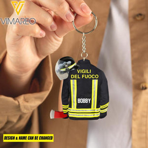 PERSONALIZED ITALIAN FIREFIGHTER KEYCHAIN 22FEB-MQ15