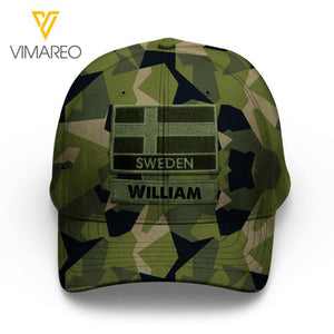 Personalized Swedish Soldier/Veterans Camo Peaked Cap 22MAR-LN04