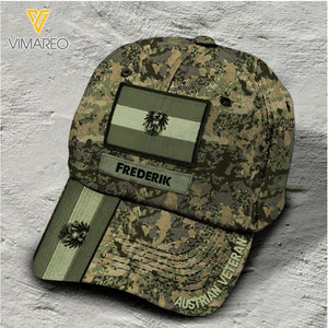 Personalized Austrian Soldier/Veterans Camo Peaked Cap 22MAR-LN07