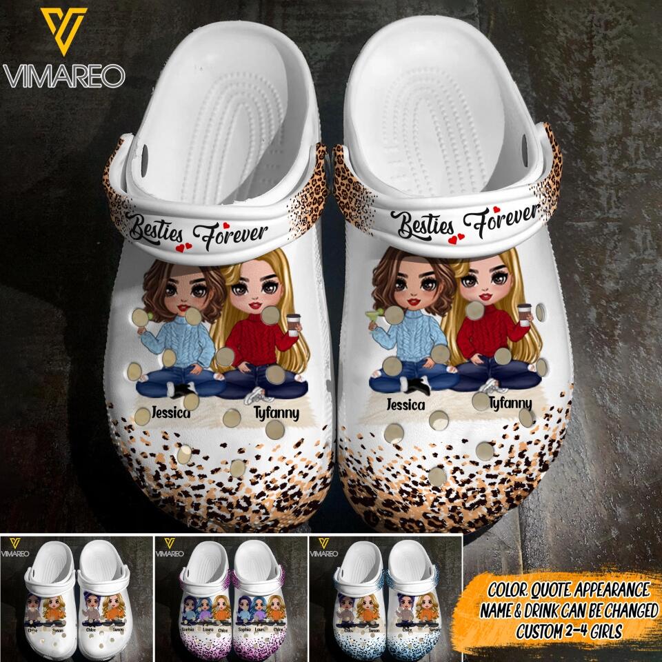 Personalized Besties Forever Clog Slipper Shoes Printed 22MAR-DT14