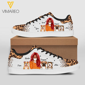 Personalized Girl With Dog Breed Lowtop Shoes Printed DMDT1503