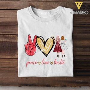 PERSONALIZED Peace Love Bestie TSHIRT QTDT1603