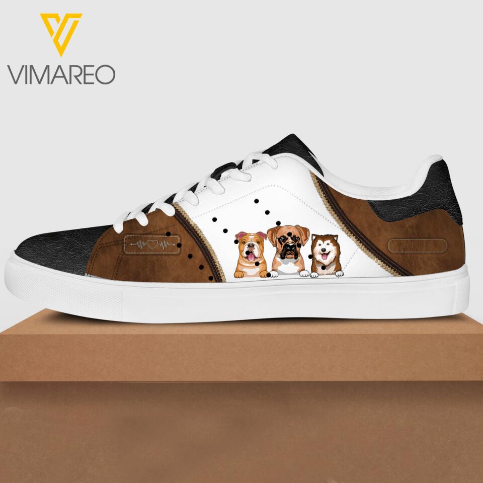 Personalized Dog Lovers Leather Shoes DMVQ1603