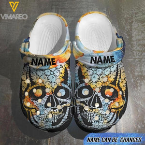 Personalized Skull Tie Dye Clog Slipper Shoes QTTQ1903