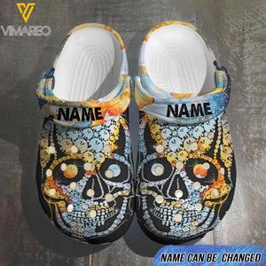 Personalized Skull Tie Dye Clog Slipper Shoes QTTQ1903