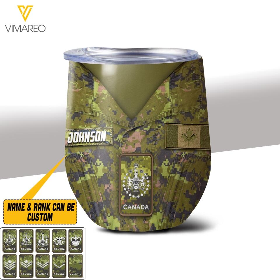 Personalized Canadian Soldier/Veterans Tumbler Printed 22MAR-HQ22