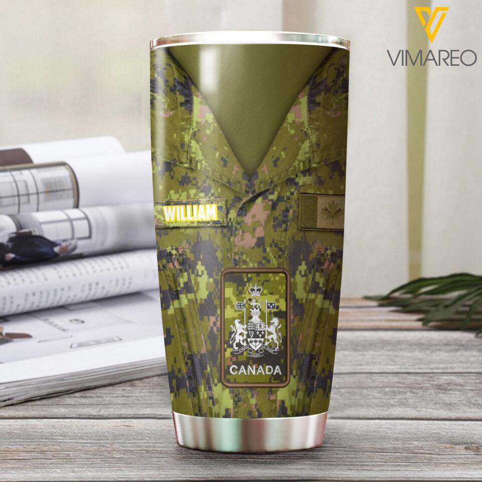 Personalized Canadian Soldier/Veterans Tumbler Printed 22MAR-HQ22