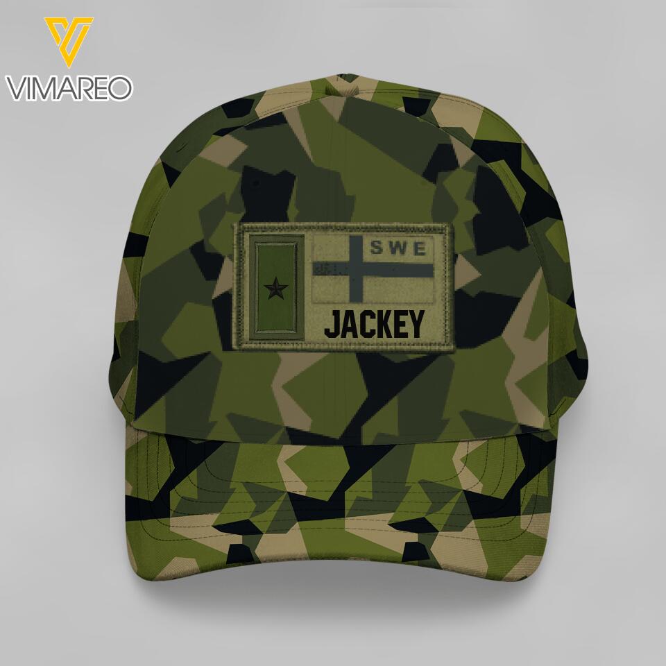 Personalized Swedish Soldier Camo Peaked Cap Printed 22APR-MQ06