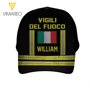 Personalized Italian Firefighter Peaked Cap Printed 22APR-LN06