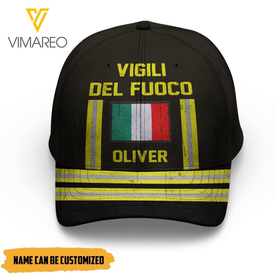 Personalized Italian Firefighter Peaked Cap Printed 22APR-LN06