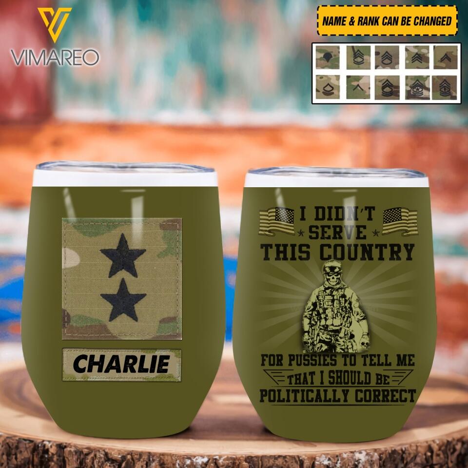 Personalized U.S Soldier Wine Tumbler Printed 22APR-HQ07