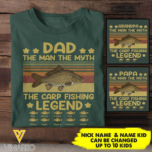 PERSONALIZED GRANDPA THE MAN THE MYTH THE CARP FISHING LEGEN TSHIRT QTHC1204