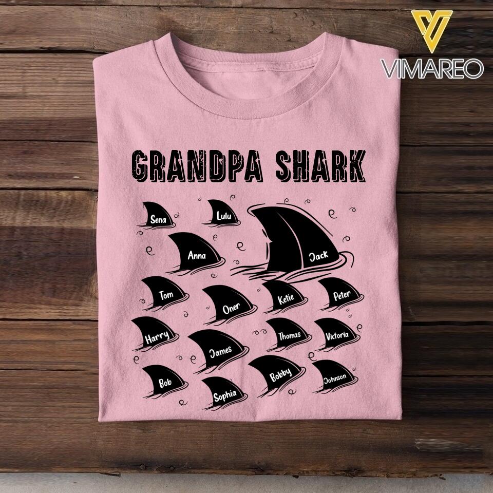 Personalized Grandpa Shark Tshirt Printed 22APR-DT14