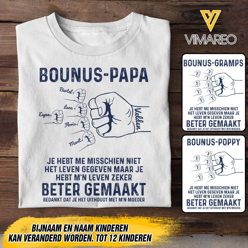 Personalized Bounus-Papa Tshirt Printed 22APR-DT15