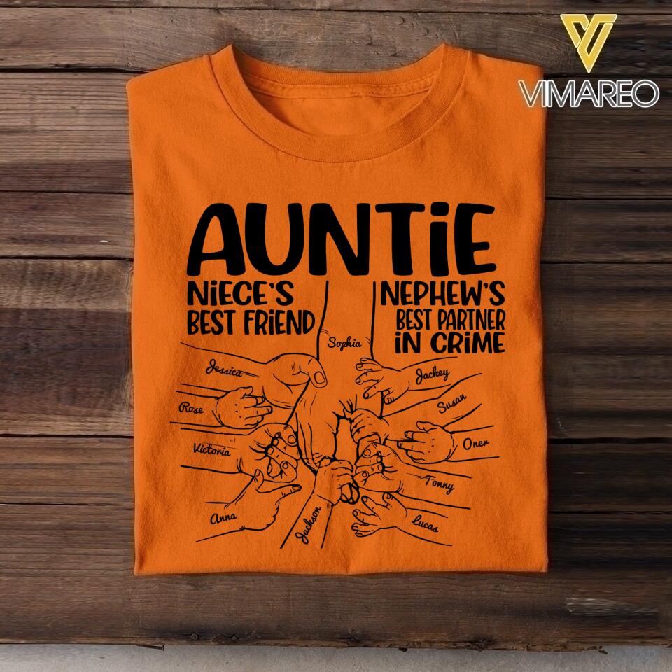 Personalized Auntie Niece's Best Friends Nephew's Best Partner In Crime Tshirt QTDT1504