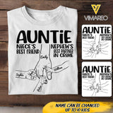 Personalized Auntie Niece's Best Friends Nephew's Best Partner In Crime Tshirt QTDT1504