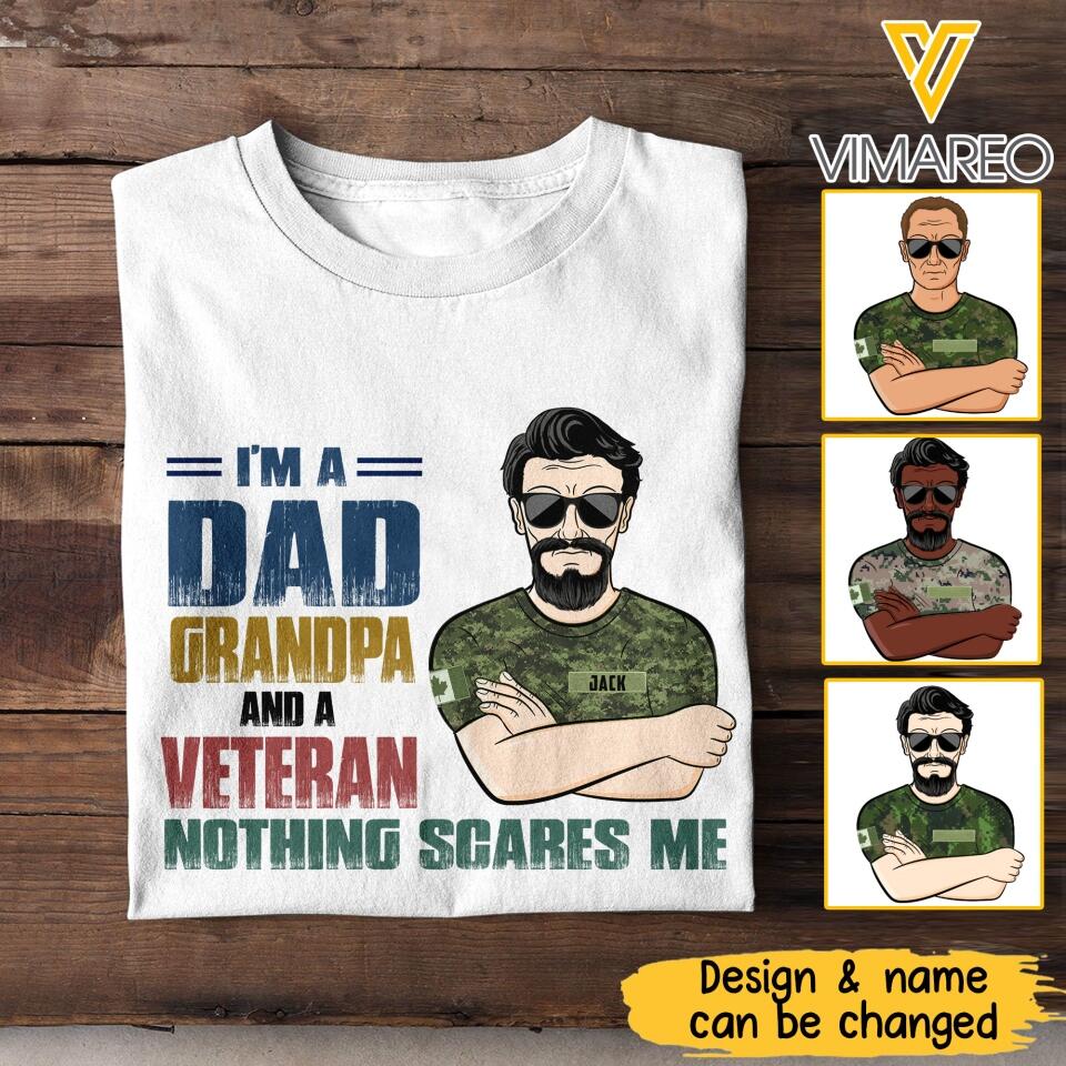 Personalized Canadian Veterans Dad Grandpa Tshirt Printed 22APR-LN15