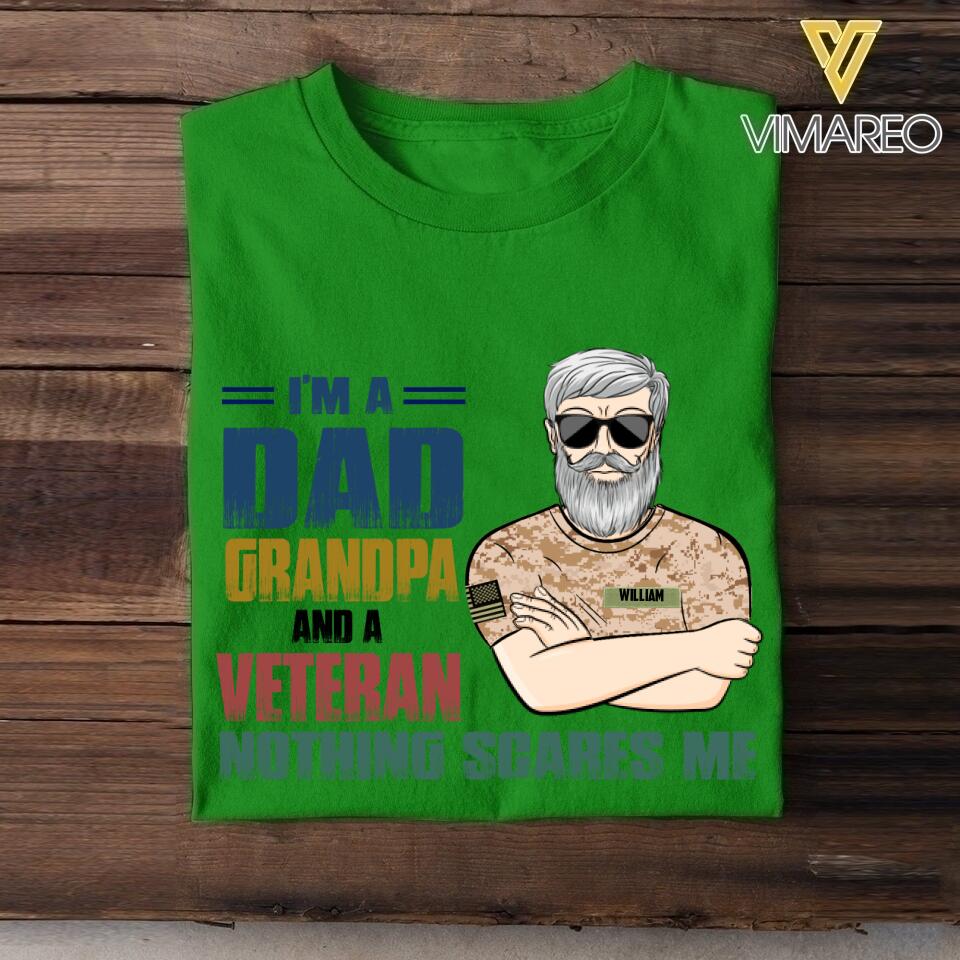 Personalized U.S Veterans Dad Grandpa Tshirt Printed 22APR-LN15