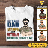 Personalized U.S Veterans Dad Grandpa Tshirt Printed 22APR-LN15