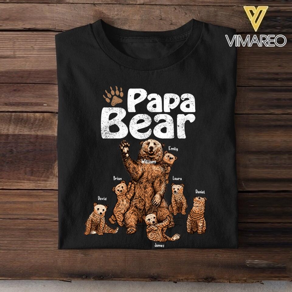 Personalized Papa Bear Tshirt Printed 3C 2204